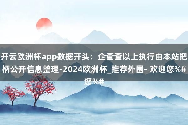 开云欧洲杯app数据开头：企查查以上执行由本站把柄公开信息整理-2024欧洲杯_推荐外围- 欢迎您%#